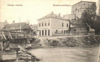 Besztercebánya, Banska Bystrica; Garam részlet híddal, Kohn Bernát üzlete / river, bridge, shop