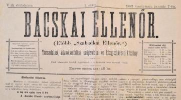 1883 Bácskai Ellenőr. (Előbb "Szabadkai Ellenőr.") Társadalmi, közművelődési, szépirodalmi...