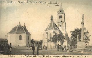 Galgóc, Hlohovec; Fő tér, templom, Szentháromság szobor, piac / main square, church, monument, market (EK)