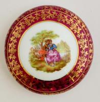 Limoges ékszertartó, matricás, jelzett, hibátlan, d:9,5 cm