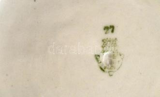 Zsolnay virág mintás kis tálka, matricás, jelzett, kopott, 16×16 cm