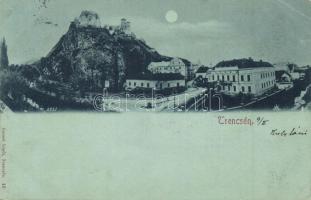 1899 Trencsén, Trencín; Váralja este / castle at night  (EK)