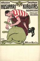 1911 Második Országos Húsipari Kiállítás Budapesten, reklámlap / 2nd Hungarian Meat Industry Exhibition, advertisement s: Seidner