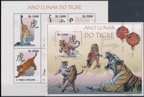 Kínai újév: Tigris éve kisív  + blokk, Chinese New Year, Year of the Tiger minisheet + block