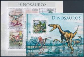 Dinosaurs minisheet + block, Dinoszauruszok kisív + blokk
