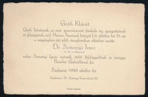 1928 Két nyomtatvány: Budapesten működő Magyar-francia elemi fiúiskola bizonyítványa Simonyi Imre ré...