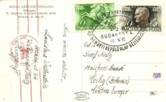 Budapest XIII. Brioni Kávéház terasza. Sziget utca (mai radnóti Miklós utca) és Újpesti rakpart sark...