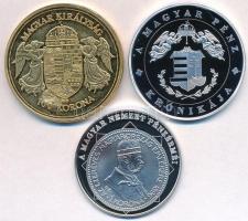 3db-os modern magyar utánveret tétel, közte DN "1908. 100K Ferenc József" aranyozott Cu em...