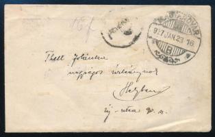 1937 Helyi levél 4 x 4f portóval / Local cover with postage due "MAGYARÓVÁR"