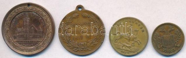 Nagy-Britannia ~1862-1897. 4db klf zseton és emlékérem Viktória királynőről, közte 1897. "Gyémá...