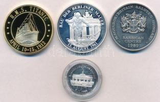 4db-os vegyes külföldi emlékérem tétel, közte Cook-szigetek DN "Titanic 1912" aranyozott fém emlékérem (40mm) T:PP,2,2(PP) 4pcs of various commemorative medallions, including Cook Islands ND "Titanic 1912" gold plated metal commemorative medal (40mm) C:PP,XF,XF(PP)