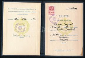 1966, 2005 A Rendőrtiszti Akadémia által kiállított oklevél + meghívó nyugdíjas találkozóra