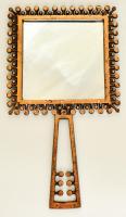 Kopcsányi Ottó (1933-): Kézi kis tükör, réz, jelzett (Iparművészeti Vállalat), kopott, 22×12 cm
