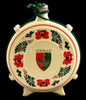 Hollóházi Gödöllő címeres kulacs, matricás, jelzett, hibátlan, dugó nélkül, m:21 cm