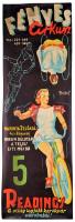 cca 1935 Fényes Cirkusz, Readings kerékpáros akrobaták plakát, Unitas Lito, litográfia, 94x31 cm / Hungarian circus poster, Readings bicycle acrobats, lithography, 94x31 cm