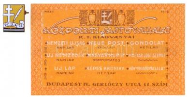 Budapest 1919. 20f Központi Sajtóvállalat R.T. papír szükségpénz + ~1919. K.S.V. (Központi Sajtóvállalat R.t.) zománcozott jelvény (16x21mm) T:II / Hungary / Budapest 1919. 20 Fillér Központi Sajtóvállalat R.T. (Central News Corporation) necessity note + ~ 1919. Központi Sajtóvállalat R.T. (Central News Corporation) enamelled badge (16x21mm) C:XF