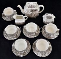 England teás készlet, levonóképes, néhányon hajszál repedéssel, jelzett