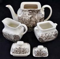 England teás készlet, levonóképes, néhányon hajszál repedéssel, jelzett