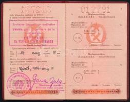 1956 Augusztusi keletű fényképes magyar útlevél jugoszláv vízummal