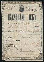 1861 Óhadászi marhahajtó igazolási jegye / Id for Althodis peasant