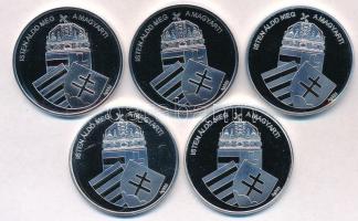 DN "Nemzetünk Nagyjai" 5db klf Ag emlékérem, "Bajcsy-Zsilinszky Endre", "Ba...