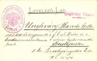 1899 Vaskapu, Eisernes Thor; vasúti sín. Unghváry Vilmos vízszabályozó mérnök levele  / railway. Let...