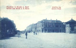 Bród, Brod na Savi, Slavonski Brod; Jelacic tér, piaci árusok. W.L. 139. / Jelacica trg / square, market