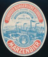 cca 1910 Kőbányai Polgári Serfőzde Märzenbier sörcímke, 9,5x8 cm / Hungarian export beer label, 9,5x8 cm