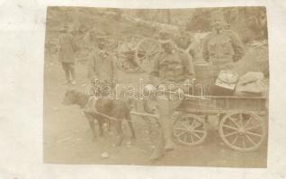 Bozen (?), Kupfer Kapel M.G.A.M. / Első világháborús katonai kutya szekér a táborban / WWI K.u.k. military dog wagon. photo