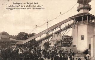 Budapest XIV. Városliget, Angol Park, Toboggan és a Felfordult világ, vidámpark. Meinhardt Fr. Curt