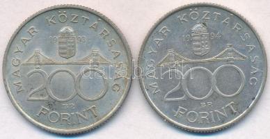 1993-1994. 200Ft Ag "MNB/Deák" (2x) T:2 patina