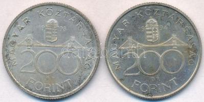 1993-1994. 200Ft Ag "MNB/Deák" (2x) T:2 patina
