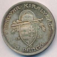 1938. 5P Ag "Szent István" T:2,2- kis ph., patina
Adamo P8.1
