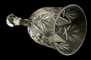 Jelzett kristály üveg csengő, csiszolt, m: 17 cm