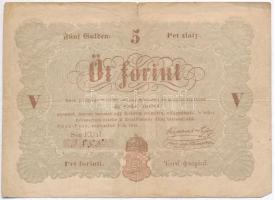 1848. 5Ft Kossuth bankó barna nyomat T:III,III- Adamo G109A