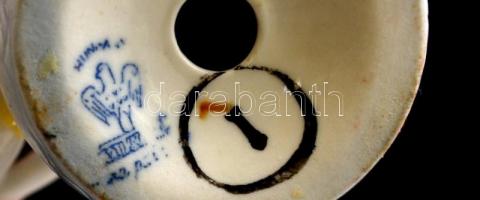 Aquincum angyalkás gyertyatartó, kézzel festett, hibátlan, jelzett, m:8 cm