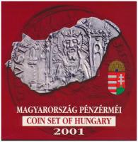 2000. 1Ft-200Ft (7xklf) forgalmi sor szettben + 200Ft Milennium + 2001. 1Ft-100Ft (7xklf) forgalmi sor dísztokban, Magyarország pénzérméi sorozat T:BU