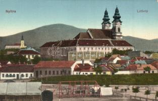 Nyitra, Nitra; látkép üres piaccal / panorama view with empty market place