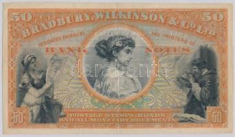 Nagy-Britannia ~1900. Bradbury, Wilkinson & Co. Ltd. bankjegy, postai bélyeg és részvény véső és nyomtató cég bankjegyszerű reklámja T:III Great Britain ~1900. Bradbury, Wilkinson & Co. Ltd. banknote-like advertisement of an engraver and printer of banknotes, postage stamps and share certificates C:F