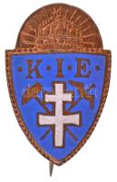 ~1930-1940. KIE (Keresztényszocialista Ifjúsági Egylet?) zománcozott jelvény (17x25mm) T:2 / Hungary ~1930-1940. KIE (Christiansocialist Youth Alliance?) enamelled badge (17x25mm) C:XF