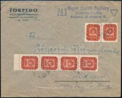 1946 (19. díjszabás) Helyi levél Milpengős 4 x 100mP + 2 x 1.000mP bérmentesítéssel / 4 x Mi 905, 2 x Mi 908 on local cover