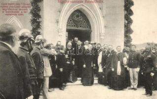 Rajecfürdő, Rajecké Teplice; Kápolna szentelés, Gróf Batthyány Vilmos nyitrai coadjator püspök és segédlete távozik / Consecration of the chapel, bishop leaving the chapel