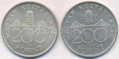 1993-1994. 200Ft Ag "MNB/Deák" (2x) T:2