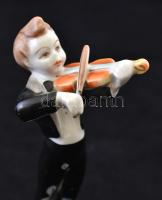 4 db Hollóházi zenész figura: 2 db harmonikás, 1 db hegedűs, 1 db fúvós, kézzel festettek, jelzettek...