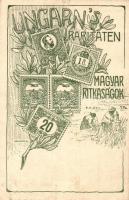 Ungarns Raritäten / Magyar ritkaságok. Hungaria bélyegkereskedés kiadása / Hungarian stamp rarities. Art Nouveau, floral, So. Stpl s: Lehnert (EK)