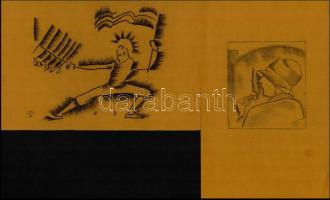 MCP jelzéssel: 7 db különféle grafika, szén, papír, 11x10 és 16x13 cm közti méretben