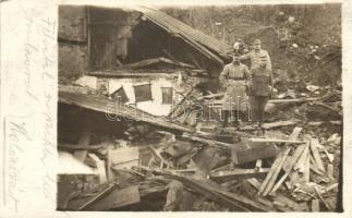 1918 Kolozsvár, Cluj; 4 db eredeti ritka fotó képeslap a sziklaomlás utáni romokkal / 4 original rar...
