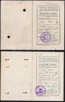 1928-1934 Igazolvány felvonó kezelő részére, 2 db, fényképpel, pecséttel, 12,5x8 cm