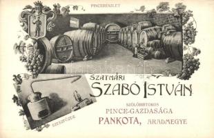 Pankota, Pancota; Szatmári Szabó István szőlőbirtokos pincegazdasága, szeszfőzde, belső / wine cellar, distillery, interior. Art Nouveau