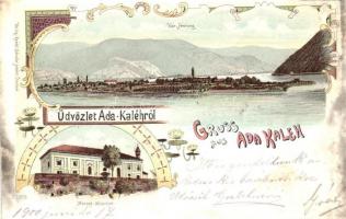 Ada Kaleh, Vár, Mecset / Festung, Moschee / castle, mosque. Raichl Sándor Junior 2398. Floral, Art Nouveau, litho